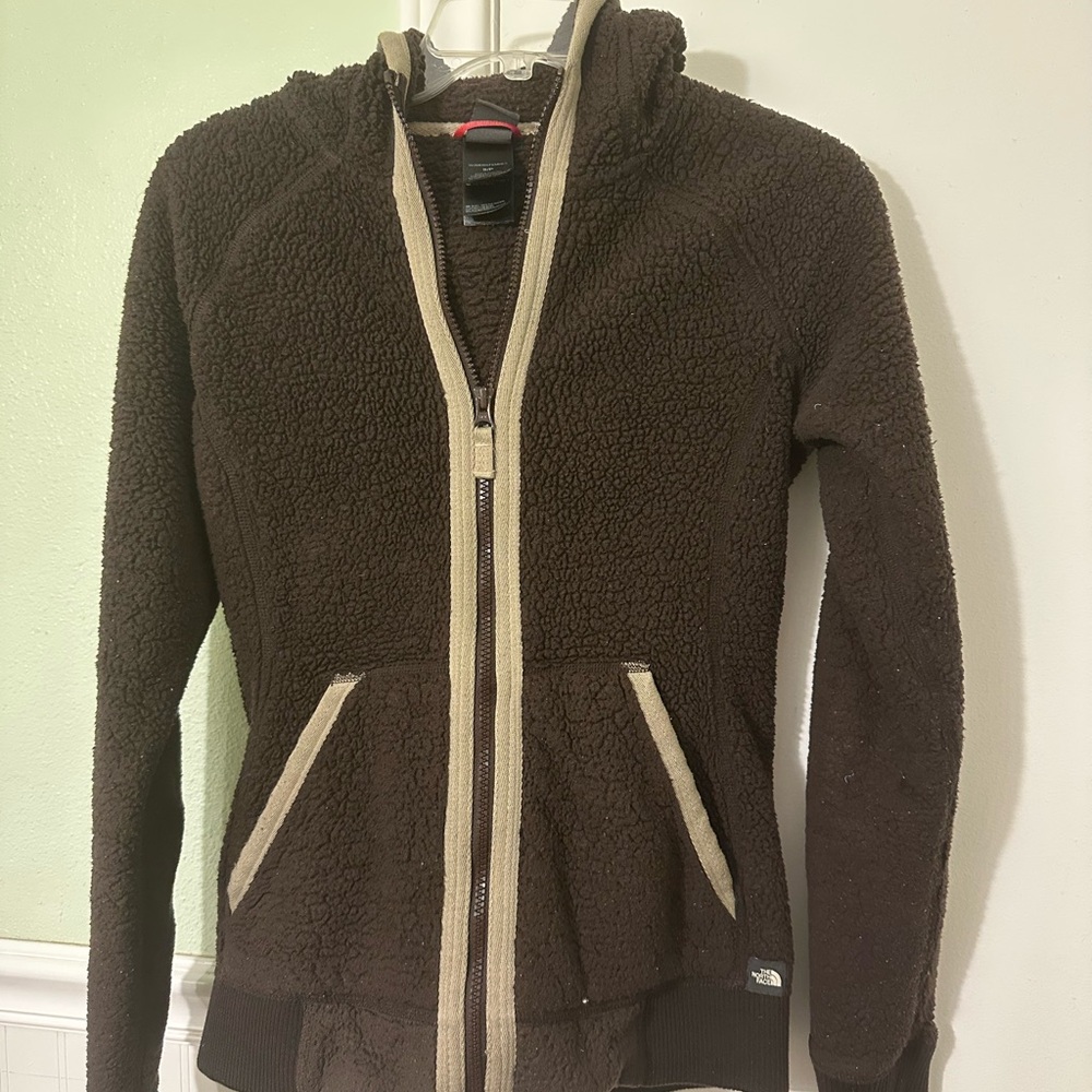 North Face brown Sherpa zippered Jacket